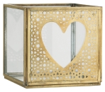 Kerzenhalter Glas mit Herz, 10.5 x 10.5 x H10 cm